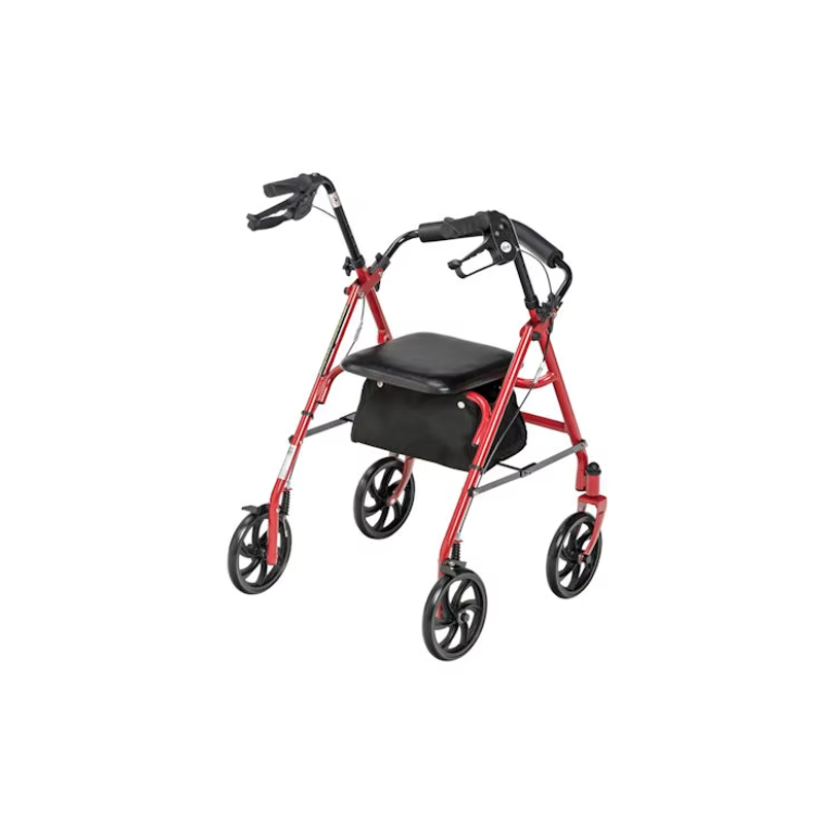 Andadera rollator roja plegable con asiento Sagitta | Seguridad, Funcionalidad y Bienestar para Uso Diario