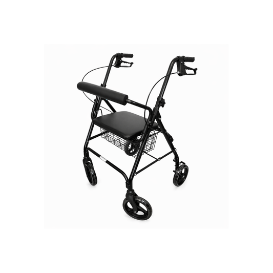 Andadera Rollator plegable con asiento Sagitta (color negro) | Seguridad, Funcionalidad y Bienestar para uso diario