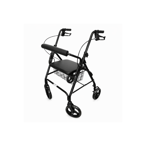 Andadera Rollator plegable con asiento Sagitta (color negro) | Seguridad, Funcionalidad y Bienestar para uso diario